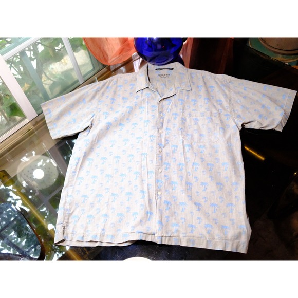 Bugle Boy Other - Bugle Boy Exclusive Linen Blend Palm Tree Hawaiian Button Up Size XXL